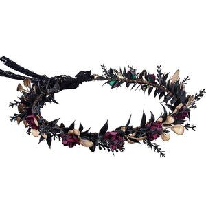 Elf Flower Crown Fairy Headband Gothic Floral Tiara for Renaissance Halloween